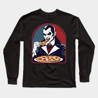 Vampire eat pizza Long Sleeve T-Shirt